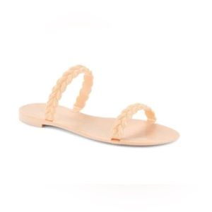 NEW * Stuart Weizman Sawyer Braided Jelly Flat Sandal - Poudre size 7